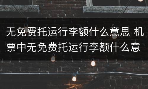 无免费托运行李额什么意思 机票中无免费托运行李额什么意思