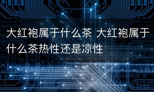 大红袍属于什么茶 大红袍属于什么茶热性还是凉性