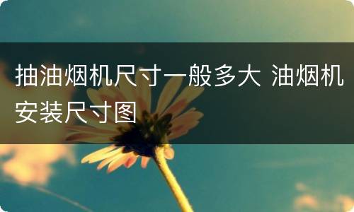 抽油烟机尺寸一般多大 油烟机安装尺寸图