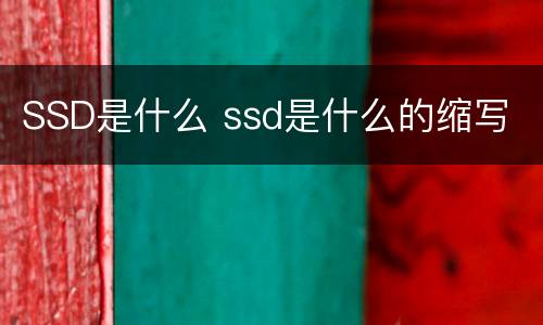 SSD是什么 ssd是什么的缩写