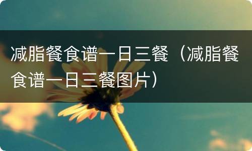 减脂餐食谱一日三餐（减脂餐食谱一日三餐图片）
