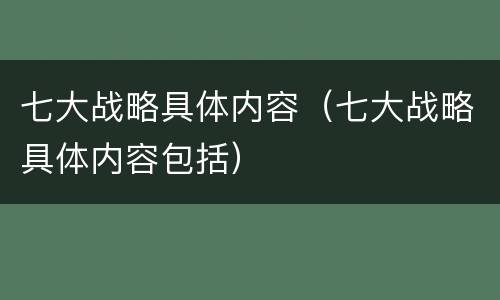 七大战略具体内容（七大战略具体内容包括）