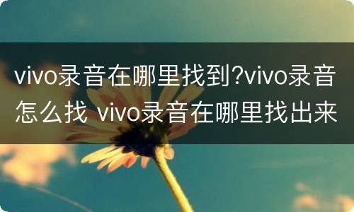 vivo录音在哪里找到?vivo录音怎么找 vivo录音在哪里找出来