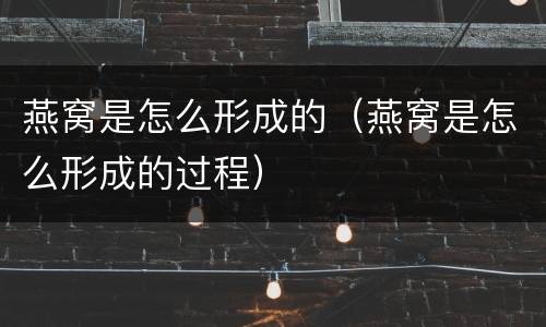 燕窝是怎么形成的（燕窝是怎么形成的过程）