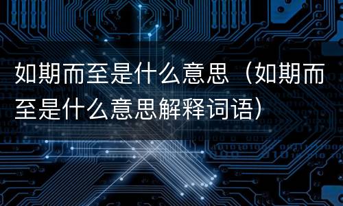 如期而至是什么意思（如期而至是什么意思解释词语）