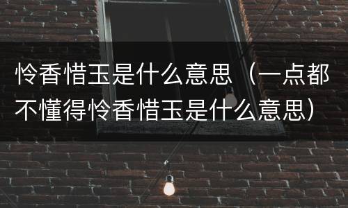 怜香惜玉是什么意思（一点都不懂得怜香惜玉是什么意思）
