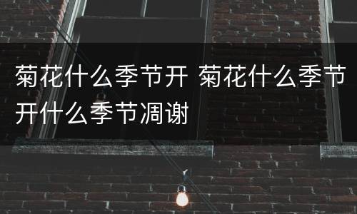 菊花什么季节开 菊花什么季节开什么季节凋谢