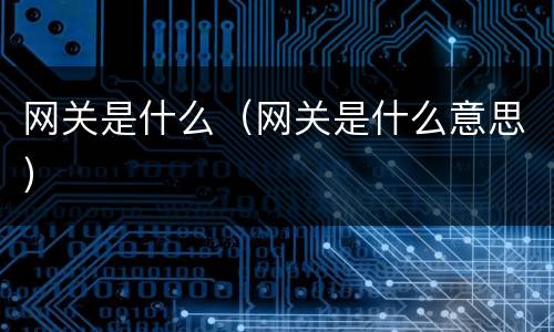 网关是什么（网关是什么意思）