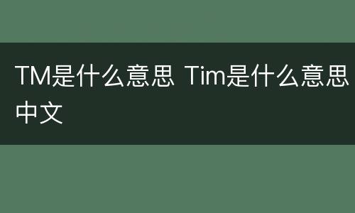 TM是什么意思 Tim是什么意思中文