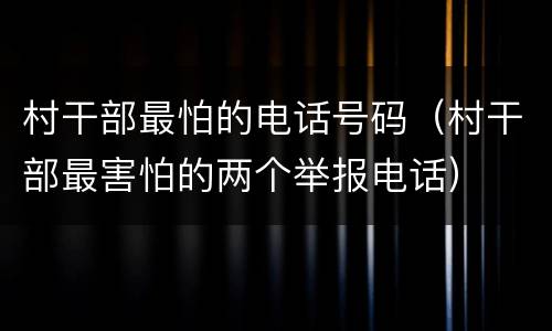 村干部最怕的电话号码（村干部最害怕的两个举报电话）