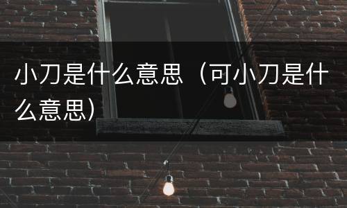 小刀是什么意思（可小刀是什么意思）