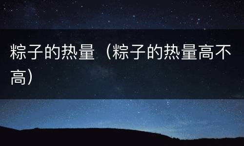 粽子的热量（粽子的热量高不高）