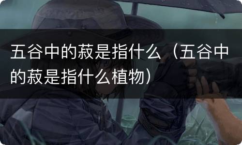 五谷中的菽是指什么（五谷中的菽是指什么植物）
