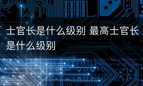 士官长是什么级别 最高士官长是什么级别