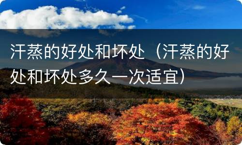 汗蒸的好处和坏处（汗蒸的好处和坏处多久一次适宜）