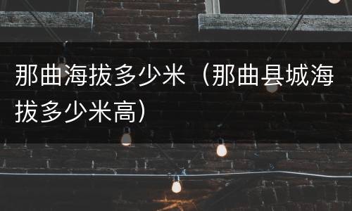 那曲海拔多少米（那曲县城海拔多少米高）