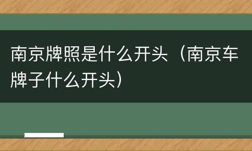 南京牌照是什么开头（南京车牌子什么开头）