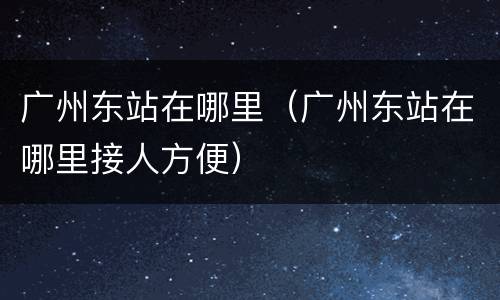 广州东站在哪里（广州东站在哪里接人方便）