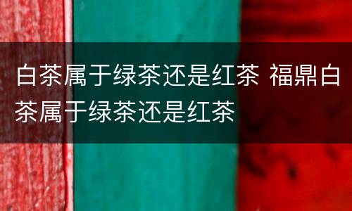 白茶属于绿茶还是红茶 福鼎白茶属于绿茶还是红茶