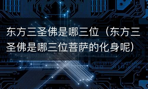 东方三圣佛是哪三位（东方三圣佛是哪三位菩萨的化身呢）
