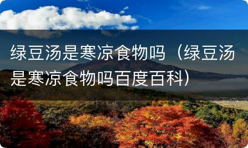 绿豆汤是寒凉食物吗（绿豆汤是寒凉食物吗百度百科）