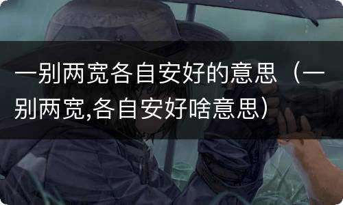 一别两宽各自安好的意思（一别两宽,各自安好啥意思）