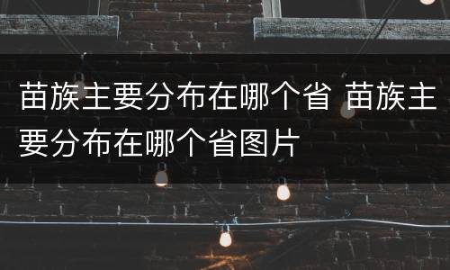苗族主要分布在哪个省 苗族主要分布在哪个省图片