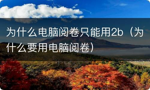 为什么电脑阅卷只能用2b（为什么要用电脑阅卷）