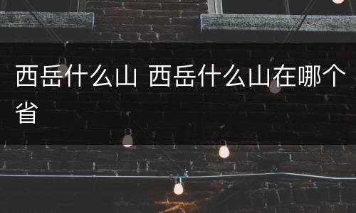 西岳什么山 西岳什么山在哪个省