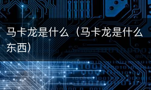 马卡龙是什么（马卡龙是什么东西）