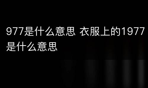 977是什么意思 衣服上的1977是什么意思