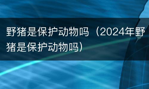 野猪是保护动物吗（2024年野猪是保护动物吗）