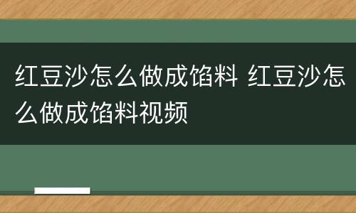 红豆沙怎么做成馅料 红豆沙怎么做成馅料视频