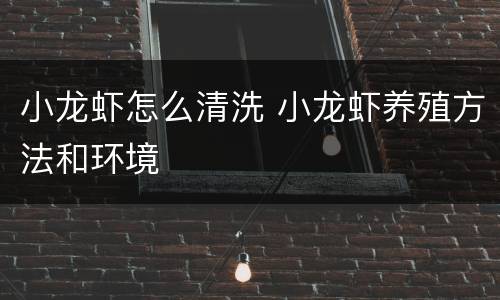 小龙虾怎么清洗 小龙虾养殖方法和环境