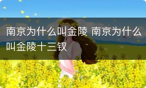 南京为什么叫金陵 南京为什么叫金陵十三钗