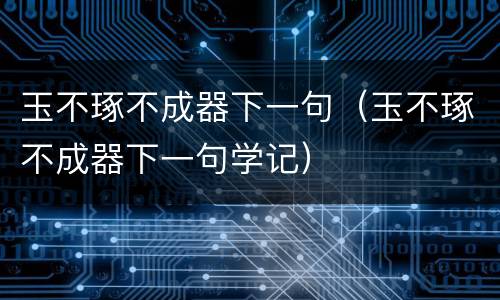 玉不琢不成器下一句（玉不琢不成器下一句学记）
