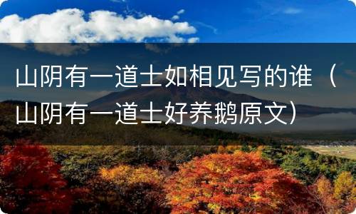 山阴有一道士如相见写的谁（山阴有一道士好养鹅原文）