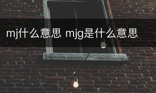 mj什么意思 mjg是什么意思
