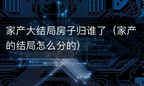 家产大结局房子归谁了（家产的结局怎么分的）