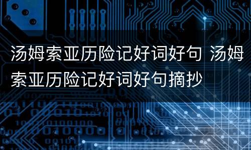 汤姆索亚历险记好词好句 汤姆索亚历险记好词好句摘抄