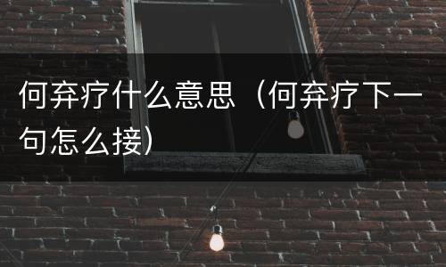 何弃疗什么意思（何弃疗下一句怎么接）