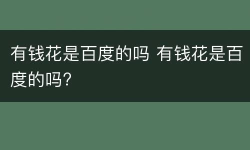 有钱花是百度的吗 有钱花是百度的吗?
