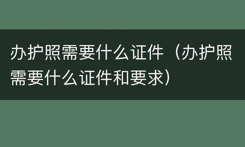 办护照需要什么证件（办护照需要什么证件和要求）