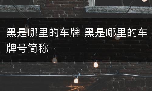 黑是哪里的车牌 黑是哪里的车牌号简称