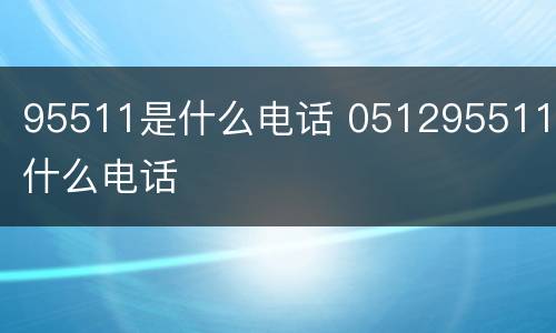 95511是什么电话 051295511是什么电话