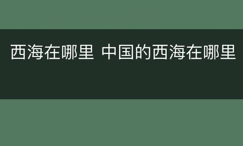 西海在哪里 中国的西海在哪里