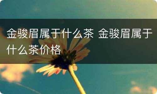 金骏眉属于什么茶 金骏眉属于什么茶价格
