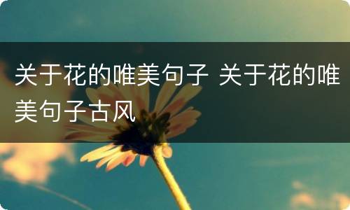 关于花的唯美句子 关于花的唯美句子古风