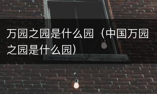 万园之园是什么园（中国万园之园是什么园）