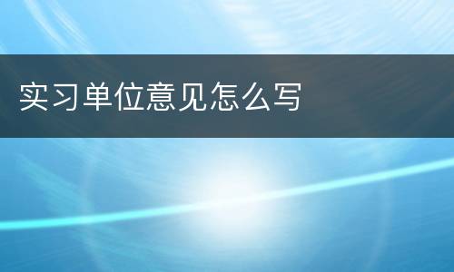 实习单位意见怎么写